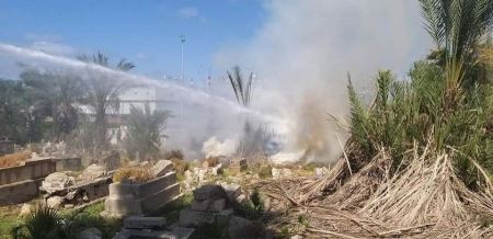 اندلاع النيران بمقبرة الاستقلال في حيفا